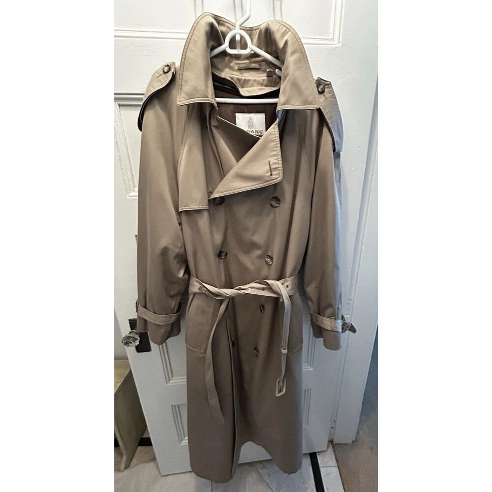 Vintage London Fog Men's Double Breasted Belted Zip In Lined Trenchcoat 42Reg